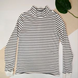 Anthropologie Striped Mock Turtleneck